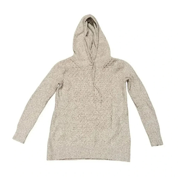 American Eagle Hooded Grey Boho Pullover Cable Knit Sweater Size XS - Picture 1 of 8